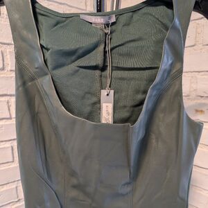 NWT Faux Leather and Linen Structured Sleeveless Top, Size S